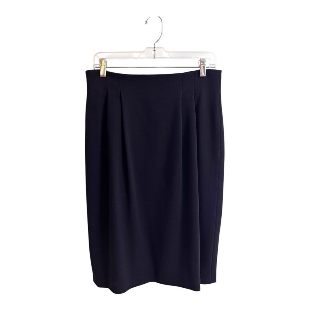 Louis Feraud Black High Waisted Knee Length Wool Tulip Skirt Womens Size 8